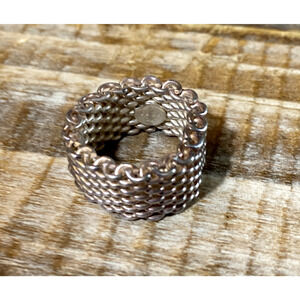 Vintage Tiffany & Co Size 5 Somerset Mesh Basket Weave Ring Sterling Silver 925
